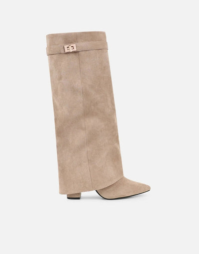 Suede High Knee Boots with Pointed Toe for Women