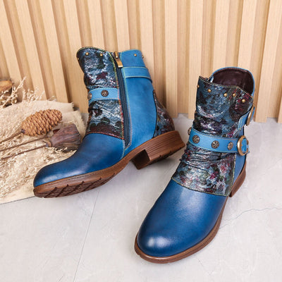 Retro Handmade Painted Buckle Flat Shoes